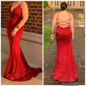 Sparkling red formal.  Made by La Femme.  Size 6.  Brand new!